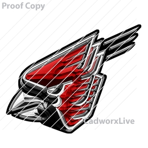 Mascots,sports,wildlife,animals,cardinal,bird,Stock Art File: ma30018,clipart,lineart,vector clip art,line art,t-shirt,designs,silk,screen,teeshirts,screen-printing,embroidery,logo,mascot,Stylized cardinal or red bird head.