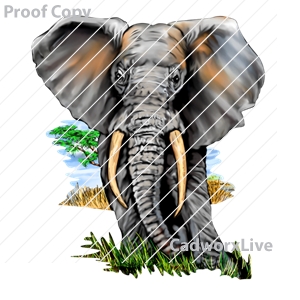 elephant,pachyderm,Africa,Stock Art File: wl60011,clipart,lineart,vector clip art,line art,t-shirt,designs,silk,screen,teeshirts,screen-printing,embroidery,logo,mascot,Elephant with tusks and ears flared.