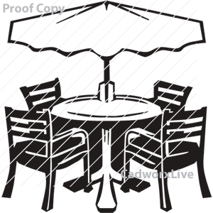 cutups,occupations,patio,outdoor,table,seating,diner,restaurant,food,chef,cook,Occupations, business,Outdoor dining,clipart,lineart,vector clip art,line art,t-shirt,designs,silk,screen,teeshirts,screen-printing,embroidery,logo,mascot,Outdoor seating restaurant table with chairs and umbrella.