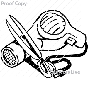 cutups,templates,logos,text,shapes,events,commerce,business,crest,sheilds,badges,banners,Occupations, business,Hair,clipart,lineart,vector clip art,line art,t-shirt,designs,silk,screen,teeshirts,screen-printing,embroidery,logo,mascot,Hair dryer with scissors.