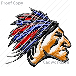 mascots,people,sports,indian,cheif,redskin,tribe,Stock Art File: ma30034,clipart,lineart,vector clip art,line art,t-shirt,designs,silk,screen,teeshirts,screen-printing,embroidery,logo,mascot,Profile of a Native American cheif with feather headdress.
