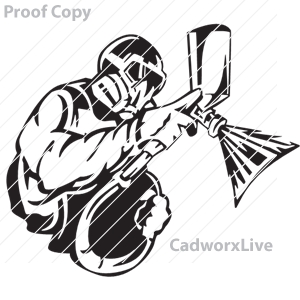 cutups,occupations,auto repair,car, automobiles,car repair,garage,painter,body shop,Occupations, business,Auto painter,clipart,lineart,vector clip art,line art,t-shirt,designs,silk,screen,teeshirts,screen-printing,embroidery,logo,mascot,Car painter with mask and sprayer.