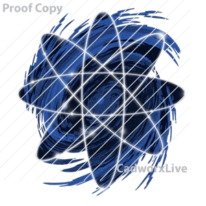 backgrounds,patterns,wallpaper,texture,Stock Art File: bg30005,clipart,lineart,vector clip art,line art,t-shirt,designs,silk,screen,teeshirts,screen-printing,embroidery,logo,mascot,Blue atom with protons and swirls.